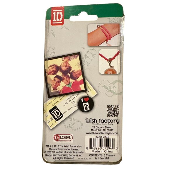 1D One Direction Pop Band PINK Braided Bracelet + 3 Round Charms I LOVE LIAM - Picture 2 of 2